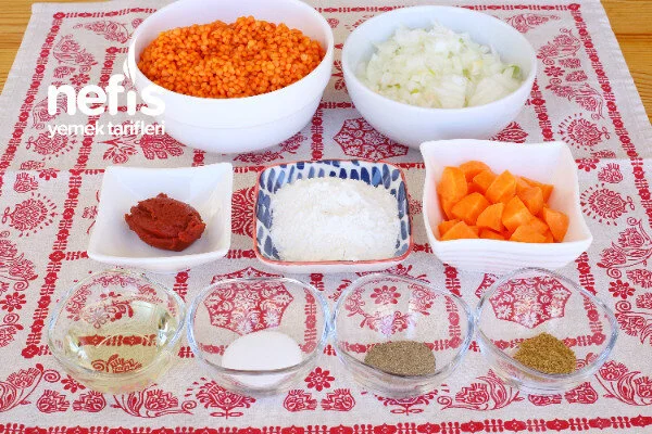 Süzme mercimek çorbası malzemeler